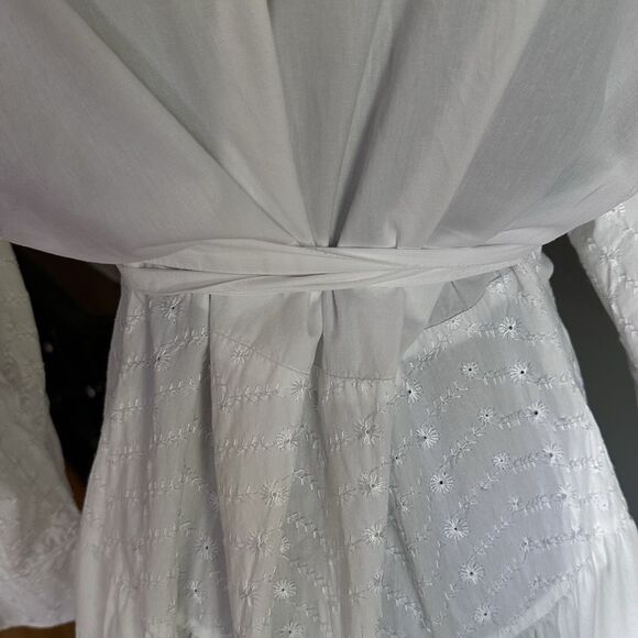 White Elegance Temple Dress Wedding Modest Church Maxi Bottom back Medium PLG - Picture 8 of 16